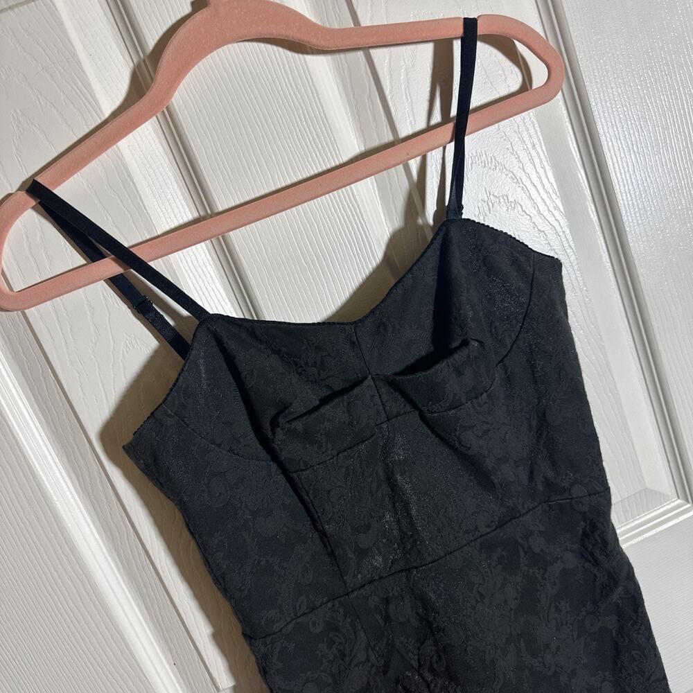 Vintage 90’s CR Signature Cocktail Party Dress Black Tapestry Corset Shimmer M